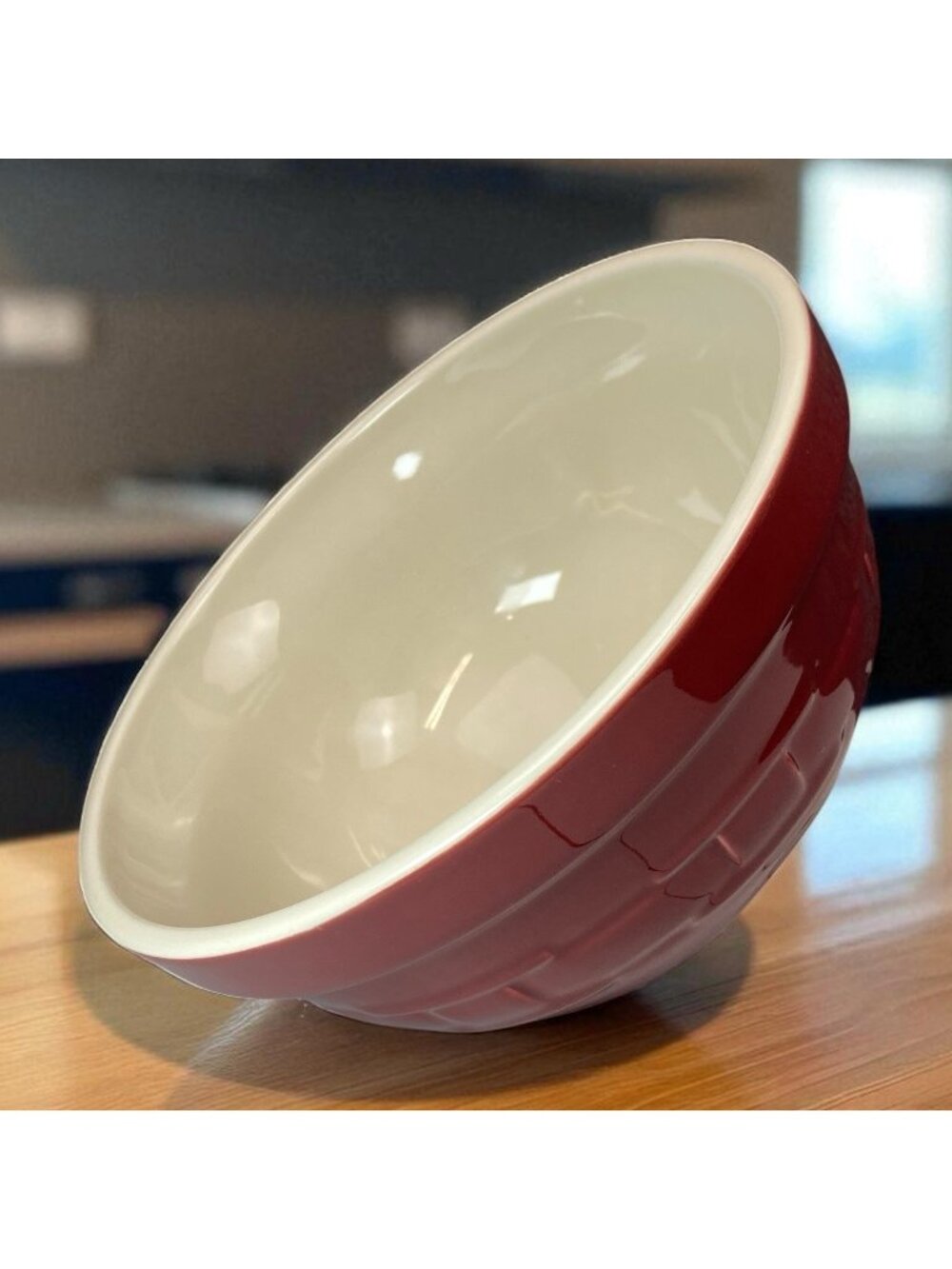 Longaberger Pottery Mixing Bowl "Tip And Mix" Paprika Red 8 Inch Diameter
